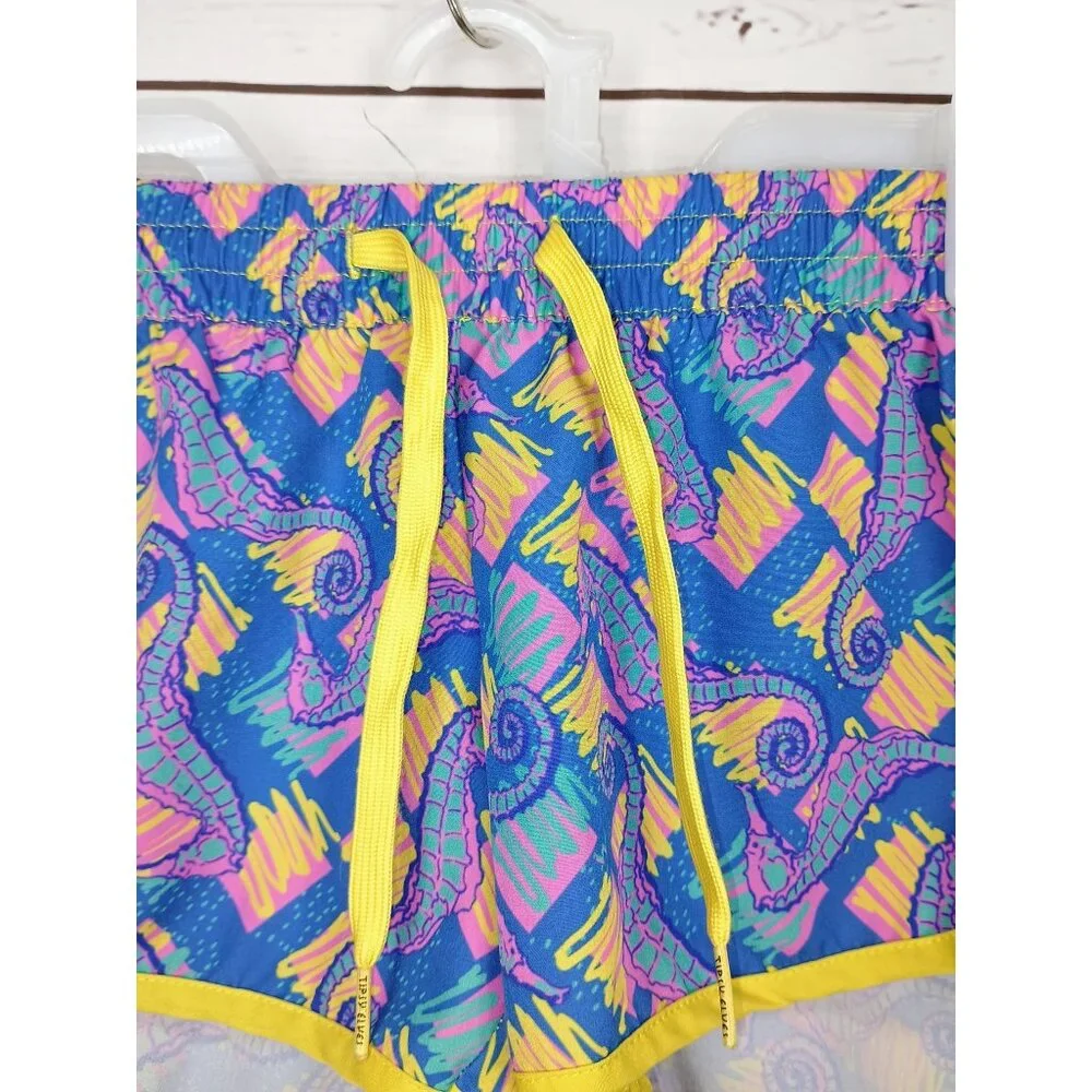 TIPSY ELVES Women Shorts Sz XS Multicolor‎ Seahorse Print Beach Pocket Running